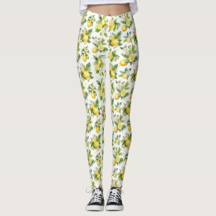 Zitronenmuster, Zitronen-Blume, Blätter, Zitrusfrü Leggings