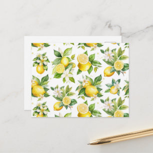 Zitronenmuster, Zitronen-Blume, Blätter, Zitrusfrü Postkarte