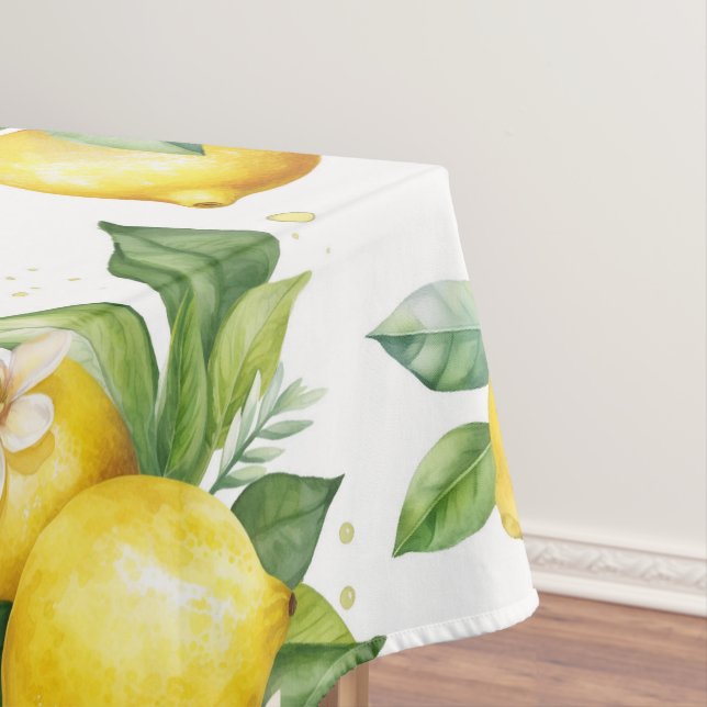 Zitronenmuster, Zitronen-Blume, Blätter, Zitrusfrü Tischdecke (Beispiel)