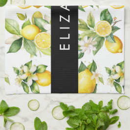 Zitronenmuster, Zitronenmuster, Blume, Blätter, Ih Geschirrtuch