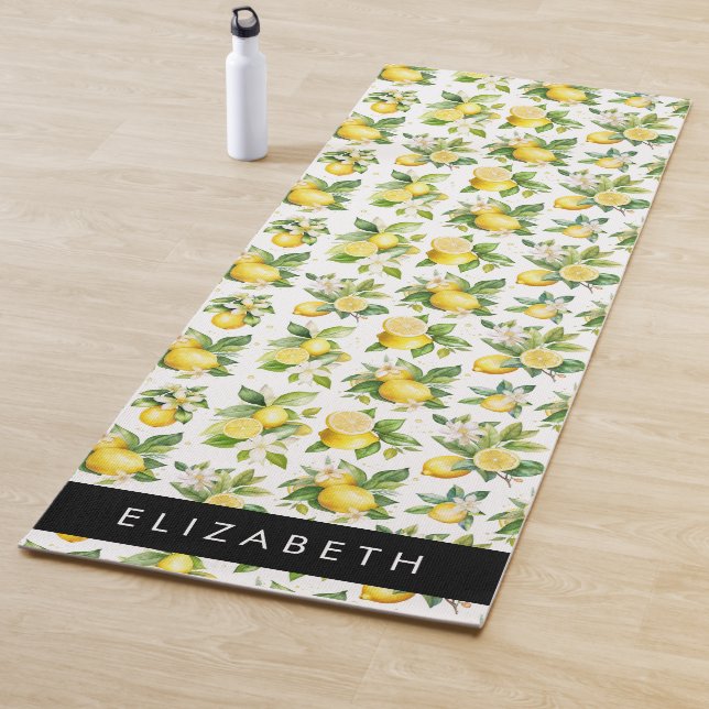 Zitronenmuster, Zitronenmuster, Blume, Blätter, Ih Yogamatte (Beispiel)