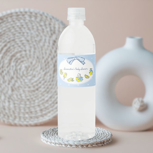 Zitronenquetschen Sie Baby Shower (We can't wait to Squeeze you Lemon Baby Shower Water Bottle Label)