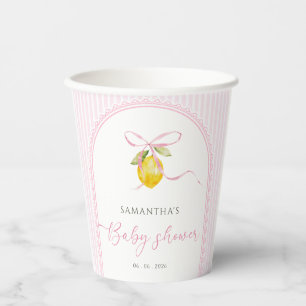 Zitronenrosa Schleife Coquette Baby-Mädchen-Party Pappbecher