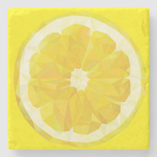 Zitronenscheibe Geometrisches Design Obst  Steinuntersetzer