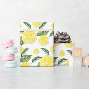 Zitronenscheiben Aquarellkunst Verpackung Geschenkpapier