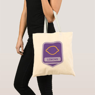 Zitronenumriss Lila und Gelbe Frucht Tragetasche