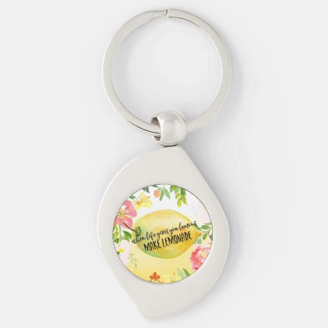 Zitronenwasserfarben-inspirierendes Zitat Schlüsselanhänger (Vorderseite)