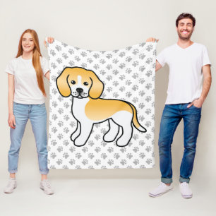 Zitronenweißer Beagle-Cartoon-Hund und Pfoten Fleecedecke