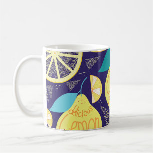 Zitronenwolken: Dunkles, blaues Muster Kaffeetasse