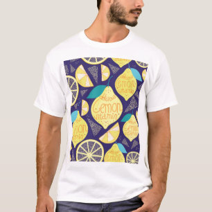 Zitronenwolken: Dunkles, blaues Muster T-Shirt