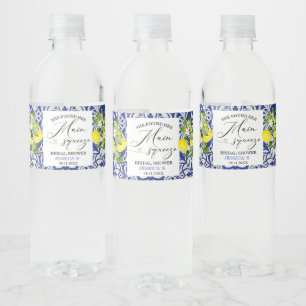 Zitronenzweig und blaues Mosaik-Brautparty Wasser 