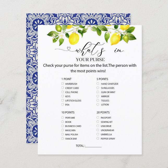 Zitronenzweig und blaues Mosaik Was ist in Ihrer H (Vorne/Hinten)