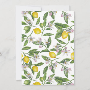 Zitronenzweige mit Blüten und weißen Früchten