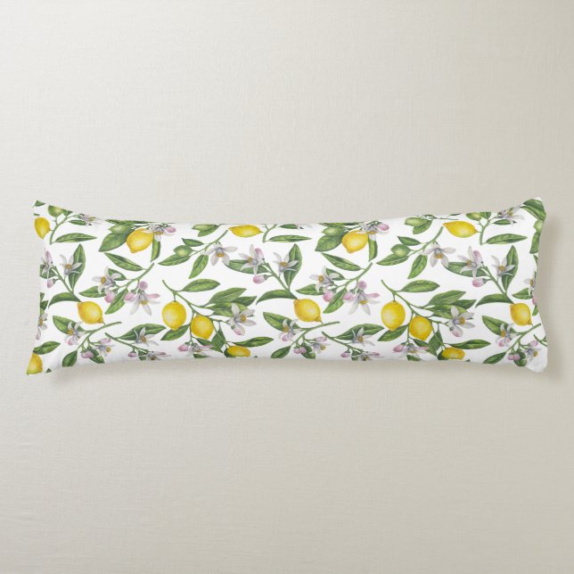 Zitronenzweige mit Blüten und weißen Früchten Seitenschläferkissen (Vorderseite)