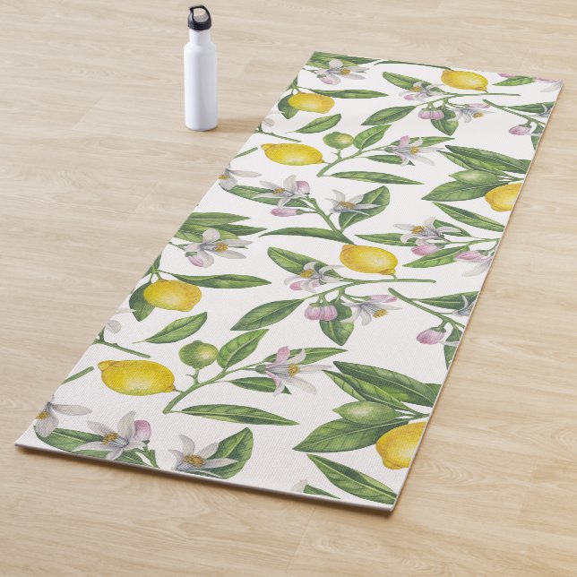 Zitronenzweige mit Blüten und weißen Früchten Yogamatte (Beispiel)