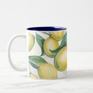 Zitronenzweige Weiß & Gelb Landhausstil Rustikal C Zweifarbige Tasse