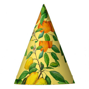 Zitrus, Birne, Kirsche: Aquarelldruck. Partyhütchen