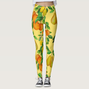 Zitrus, Birne, Kirsche: Wasserfarbdruck. Leggings