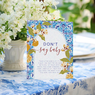 Zitrus Blau Gelbe Zitrone Amalfi-Küste Baby Shower Poster