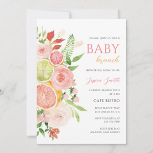 Zitrus-Blumen-Baby-Brunch-Party Einladung