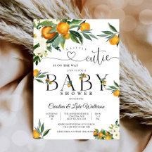 Zitrus-Blumen-Baby-Shower-Einladung