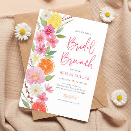 Zitrus-Blumen-Hochzeitsdusche-Brunch Einladung