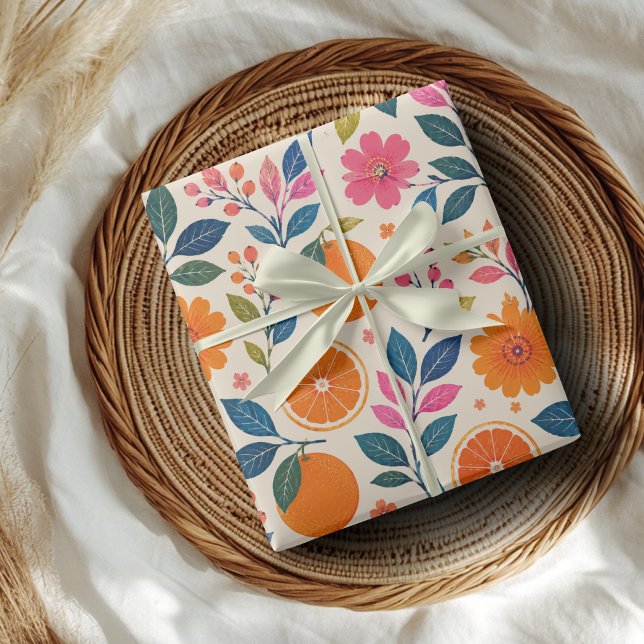 Zitrus Botanisches Florales Geschenkpapier (Von Creator hochgeladen)