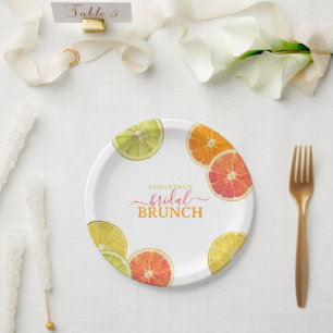 Zitrus Braut-Brunch Zitrone Orange Brautparty Pappteller