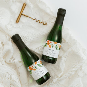 Zitrus Brautparty Mini Sekt Etikett