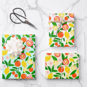 Zitrus-Feier Prachtvolle Zitronen Toll Orangen Geschenkpapier Set