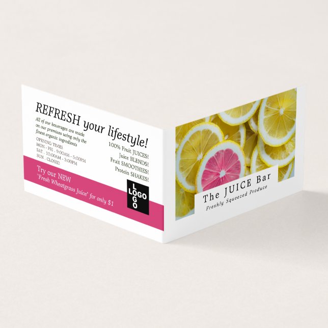 Zitrus Grapefruit-Scheiben, Saft-Bar, im Detail Visitenkarten (Vorderseite)