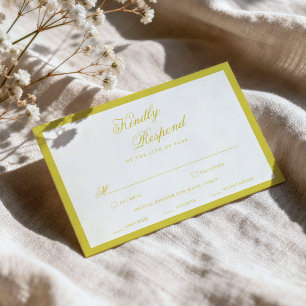 Zitrus-Hochzeit Gelb Elegante Schrift RSVP-Karte Begleitkarte