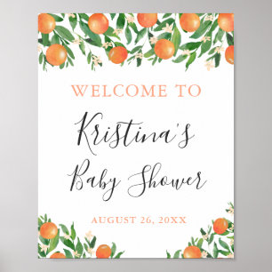 Zitrus-Holzkohle Little Cutie Baby Shower Begrüßun Poster