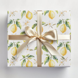 Zitrus Lemon Frucht florales botanisches Muster Geschenkpapier Set