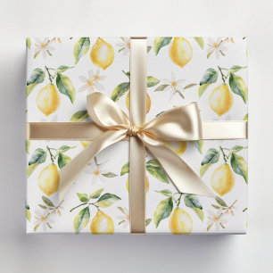 Zitrus Lemon Frucht florales botanisches Muster Geschenkpapier Set