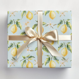 Zitrus Lemon Frucht florales botanisches Muster Geschenkpapier Set