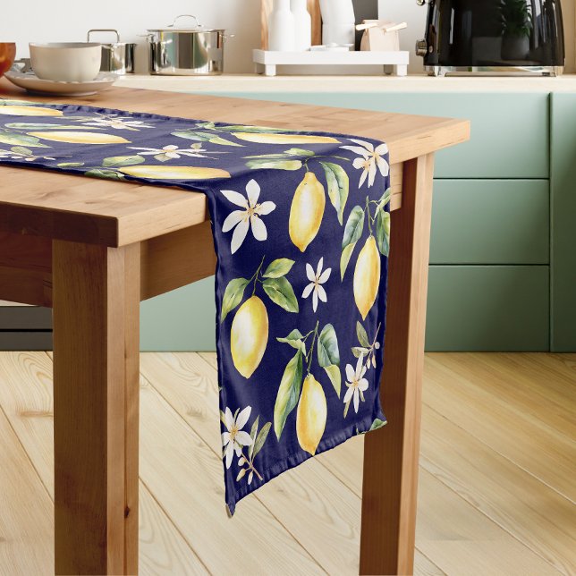 Zitrus Lemon Frucht florales botanisches Muster Kurzer Tischläufer (In situ)