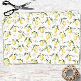 Zitrus Lemon Frucht florales botanisches Muster Seidenpapier