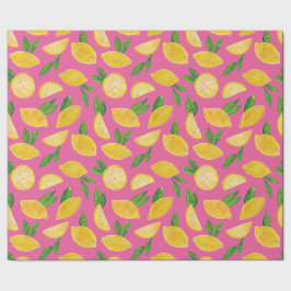 Zitrus Lemon Frucht rosa Muster Geschenkpapier