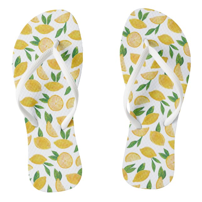Zitrus Lemon Mittelmeermuster Flip Flops (Fußbett)