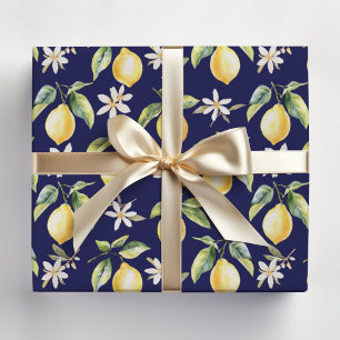 Zitrus-Limonen-Frucht-Blumen-Botanisches Muster Geschenkpapier Set