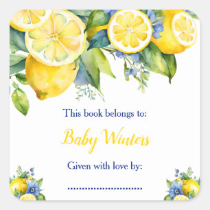 Zitrus-Limonen-Mittelmeer-Baby-Party Quadratischer Aufkleber