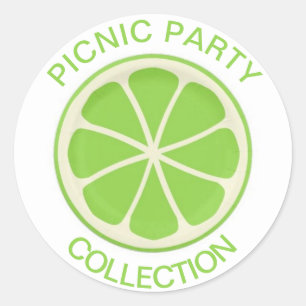 Zitrus-Limonen-Papier-Picknick-Party-Kollektion Runder Aufkleber
