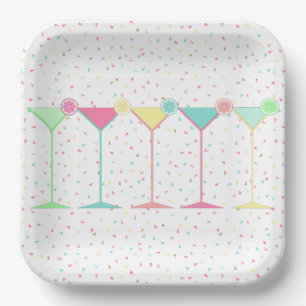 Zitrus Martini Cocktail Konfetti Party Feier Pappteller