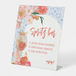 Zitrus Orange Aperol Spritz Bar Brautparty Sockelschild