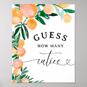 Zitrus Orange Errate wie viele Süße Babyparty Poster