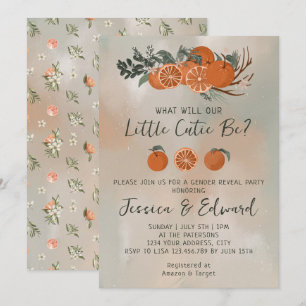 Zitrus Orange Green Little Süsse Gender Reveal Einladung