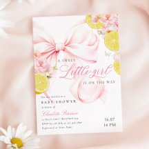 Zitrus-Rosa-Schleife-Limonen-Baby-Shower-Einladung