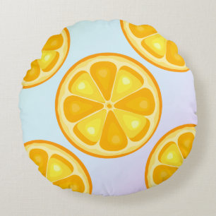 Zitrus TROPICAL SOMMER FRUIT Orange Zitronen Slice Rundes Kissen