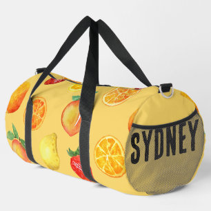 Zitrus und Pfirsiche Gelber Individuelle Name Duffle Bag